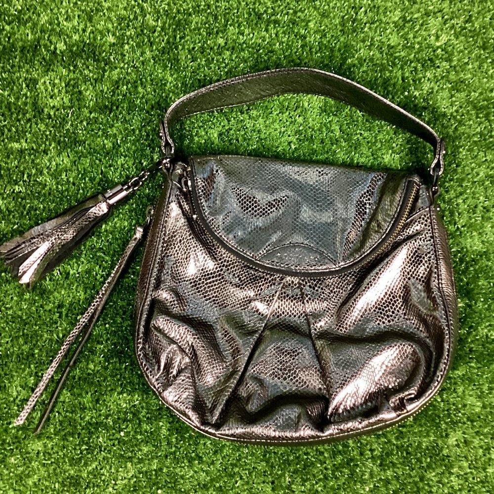 Botkier Metallic Black Hobo Shoulder Bag